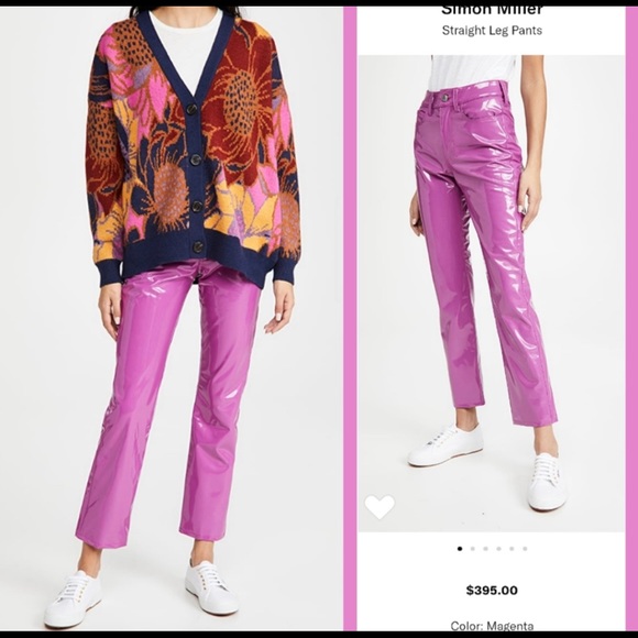 Simon Miller Vegan Patent Leather Pink Pants - Picture 2 of 4